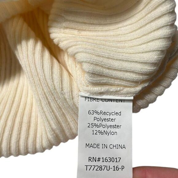 Princess Polly Size M/L Morley Off Shoulder Ribbed Sweater Cream Thumb Holes - Picture 6 of 10